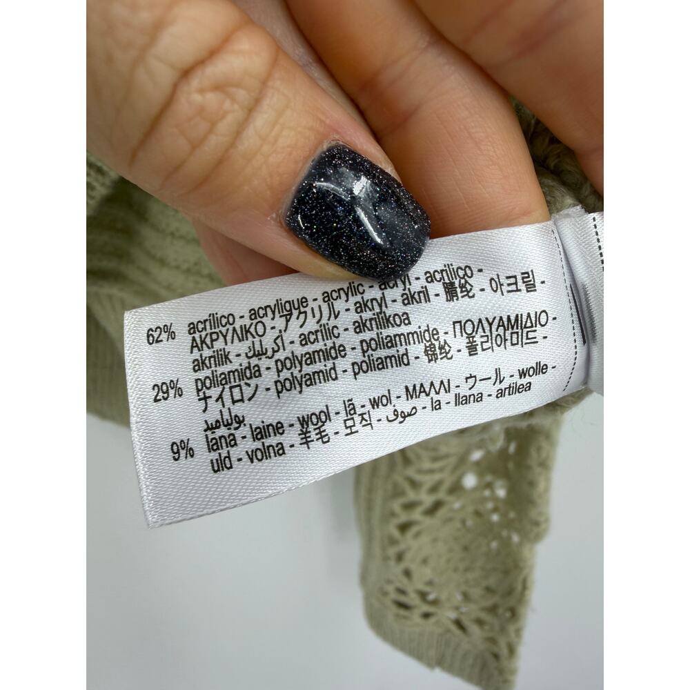 Zara Womens Size S Cardigan Sweater Green Crochet Floral Fairy Boho Wool Blend - Picture 7 of 10
